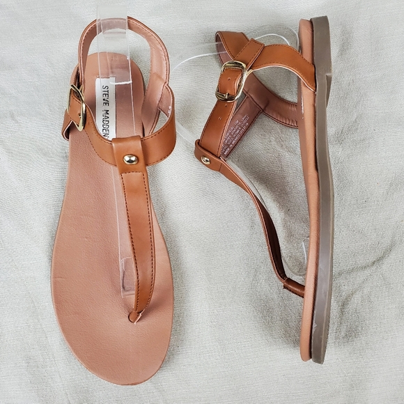 Steve Madden Shoes - STEVE MADDEN Chaya Cognac Faux Leather Sandals 11